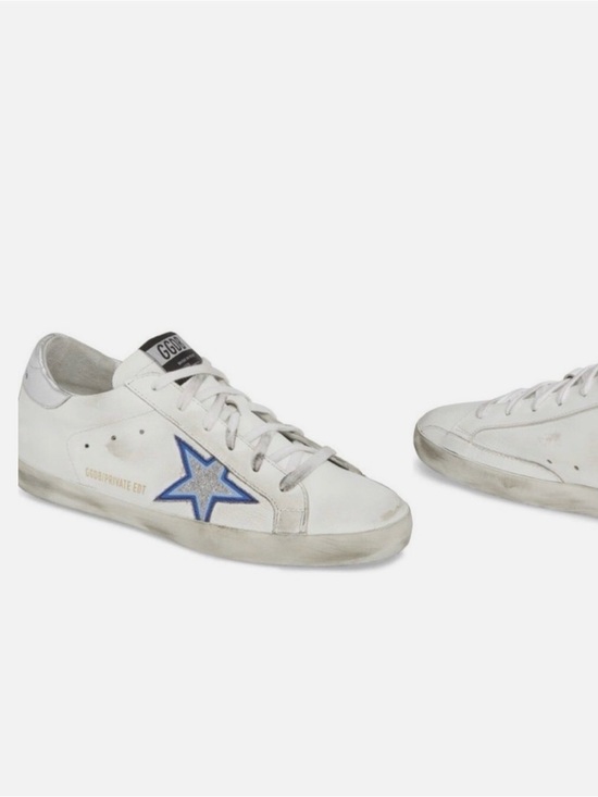 Golden Goose Shoes - Golden Goose Superstar Distressed Glittered Leather Sneakers 39